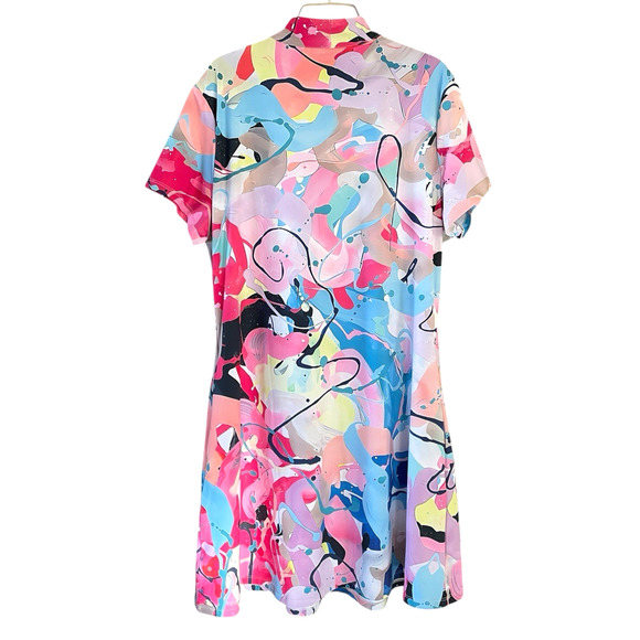 ACEGOLFS Women Plus Size 2XL Multicolor 1/4 Zip Short Sleeve Pullover Dress NWOT - Picture 6 of 10